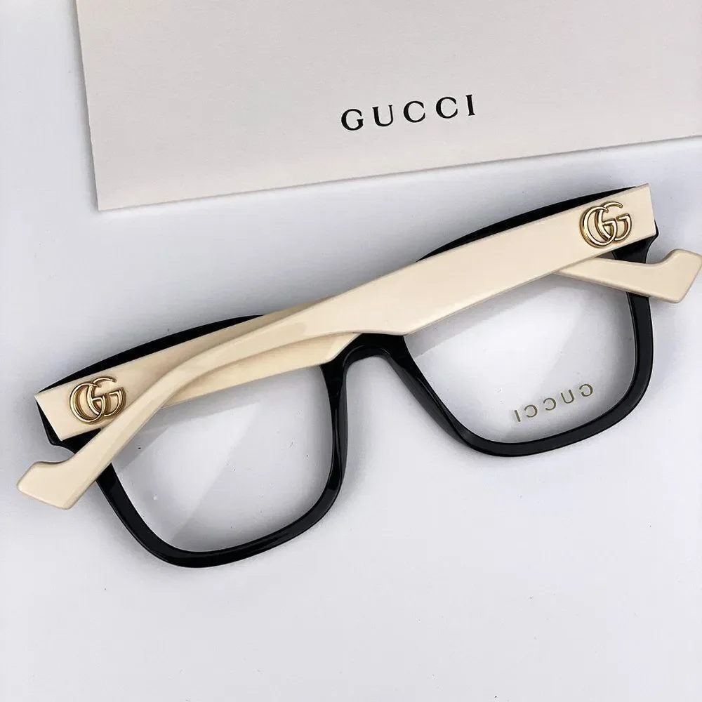NEW Gucci GG0958O 005 Black White Square Unisex Eyeglasses